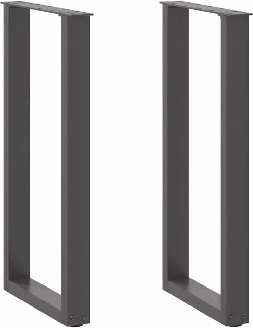 Berkfield Home U-Shaped Coffee Table Legs, 2 Piece Set, Anthracite Black Steel, W/D/H: 38 x 38 x 72-73 cm