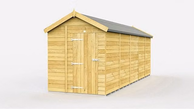 Buttercup Farm Apex Wooden Shed in Brown with Single Door and No Windows, W: 214 cm, D: 560 cm, H: 217 cm
