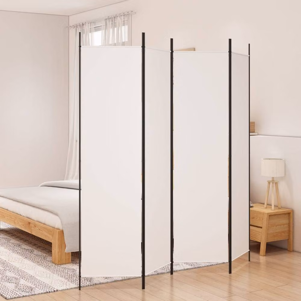Berkfield Home 4-Panel Fabric Room Divider in White, W/H: 200 x 200 cm – 2