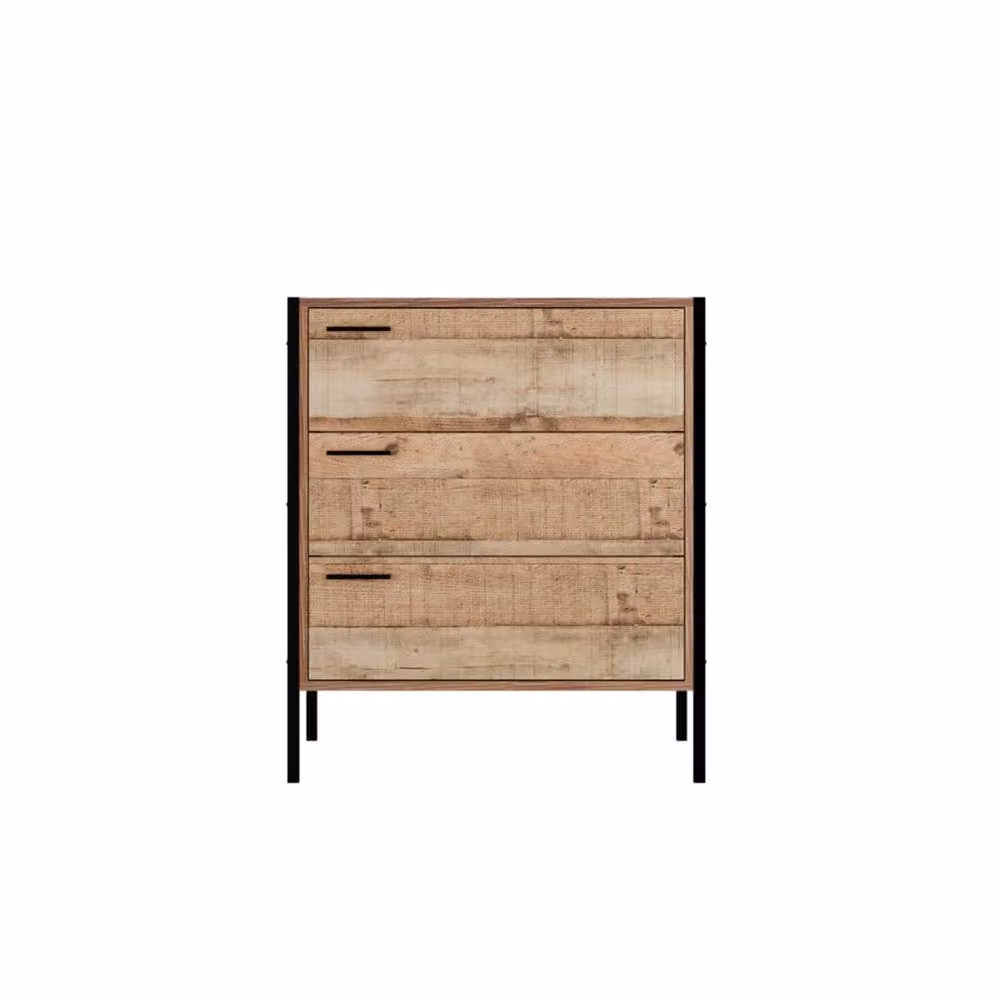 Wyld Haus Lucan Industrial 3 Drawer Storage Chest in Sand and Brown, W/D/H: 80 x 40 x 63.8 cm – 2