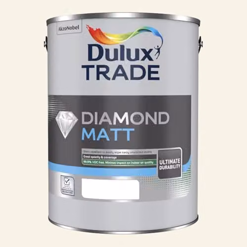 Dulux Trade Diamond Matt Water Based Paint in Fine Cream, 5 l