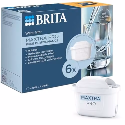 Brita MAXTRA PRO All-in-1 Water Filter Cartridges, 6 Pack, White