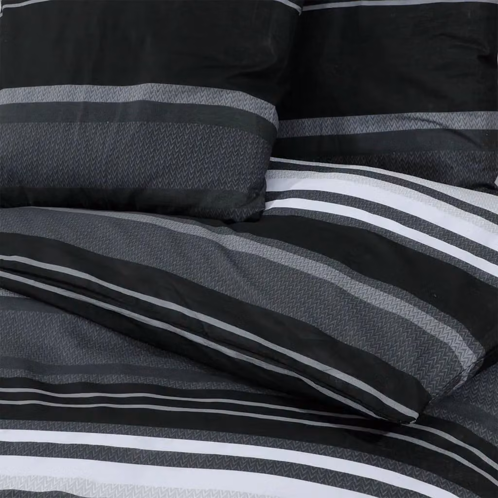 Berkfield Home Striped Cotton Duvet Cover and Pillowcase Set in Black and White, 200 x 200 cm – 5