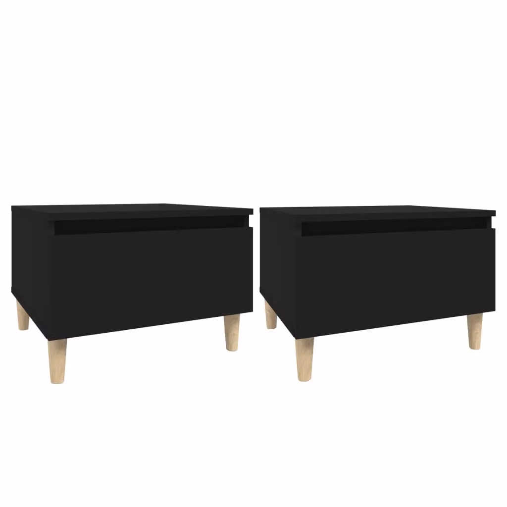 Berkfield Home Set of 2 Black Scandinavian Side Tables in Engineered Wood, W/D/H: 50 x 46 x 35 cm – 1