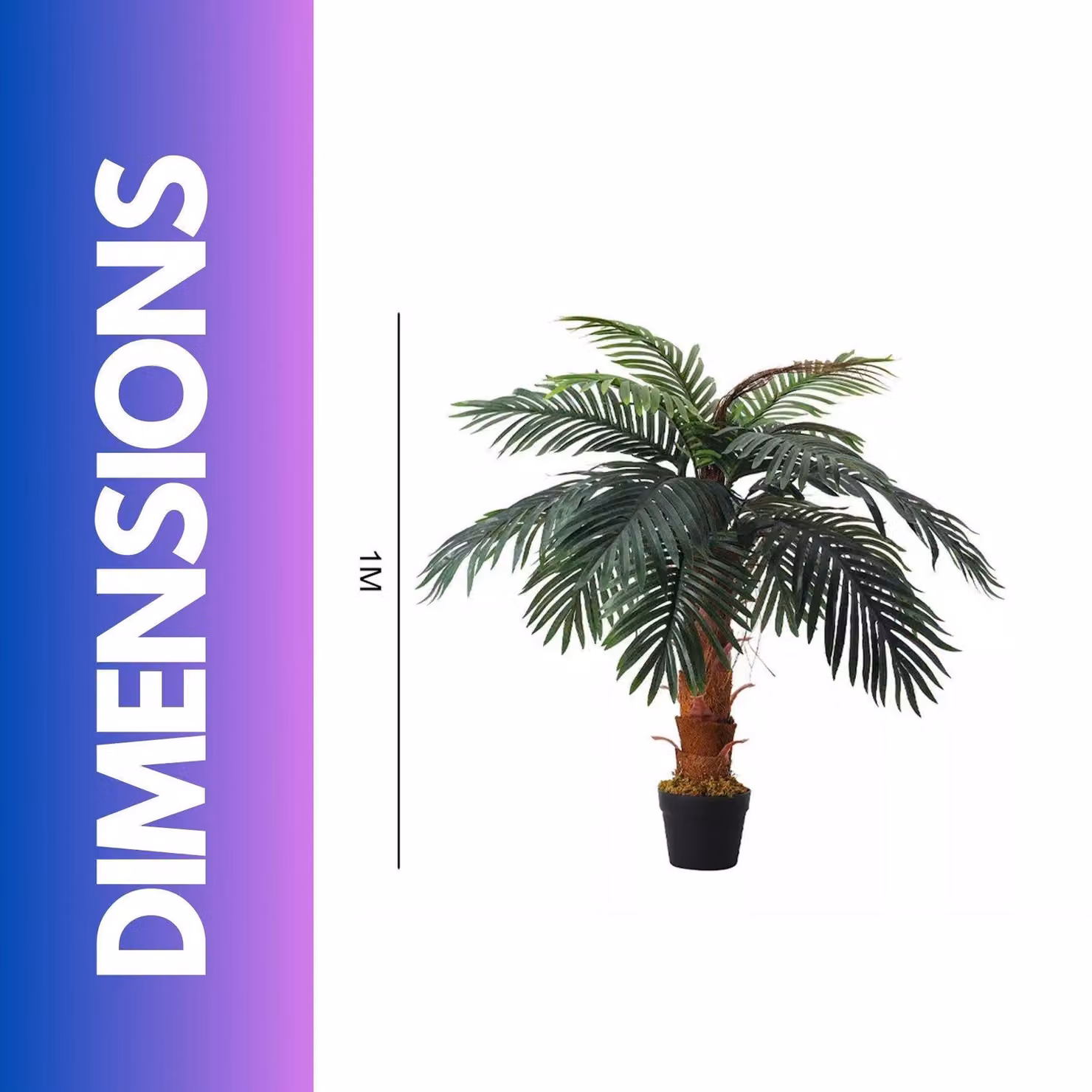 FURNOS Green Artificial Faux Palm Tree, Height: 100 cm – 2
