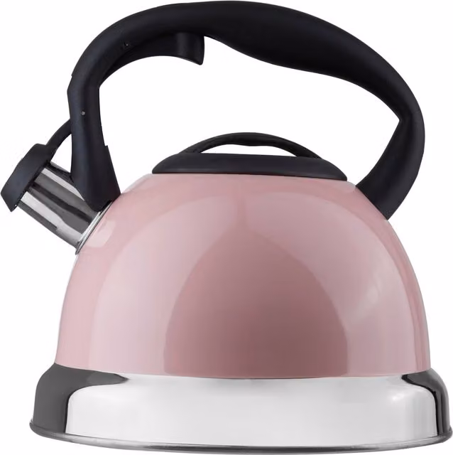Orsina Pink Stainless Steel Whistling Stovetop Kettle with Cool Touch Handle, 3000ml