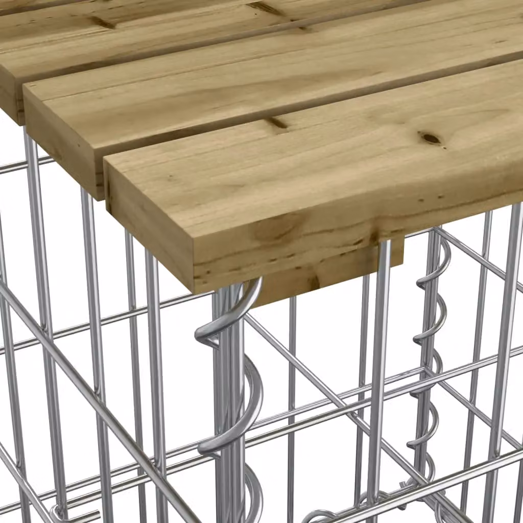 Berkfield Home Gabion Design Garden Bench in Brown Impregnated Pine Wood, W/D/H: 63 x 31.5 x 42 cm – 3