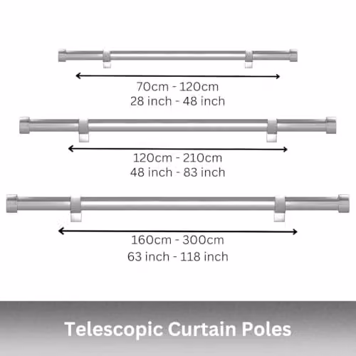 Blinds Outlet Metal Extendable Eyelet Curtain Pole with Crystal Ball Finials in Black, Length: 120 cm – 3