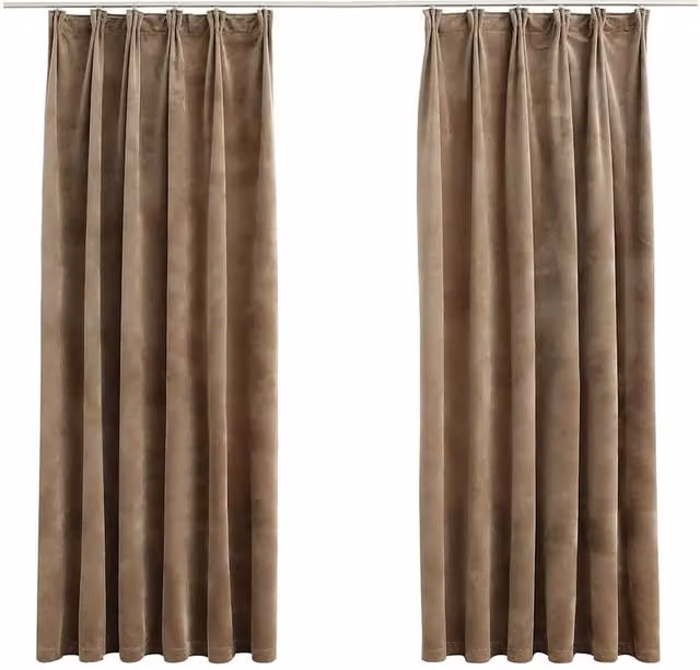 Berkfield Home Blackout Velvet Curtains, 2 Pack, Beige, W: 140 cm, H: 175 cm
