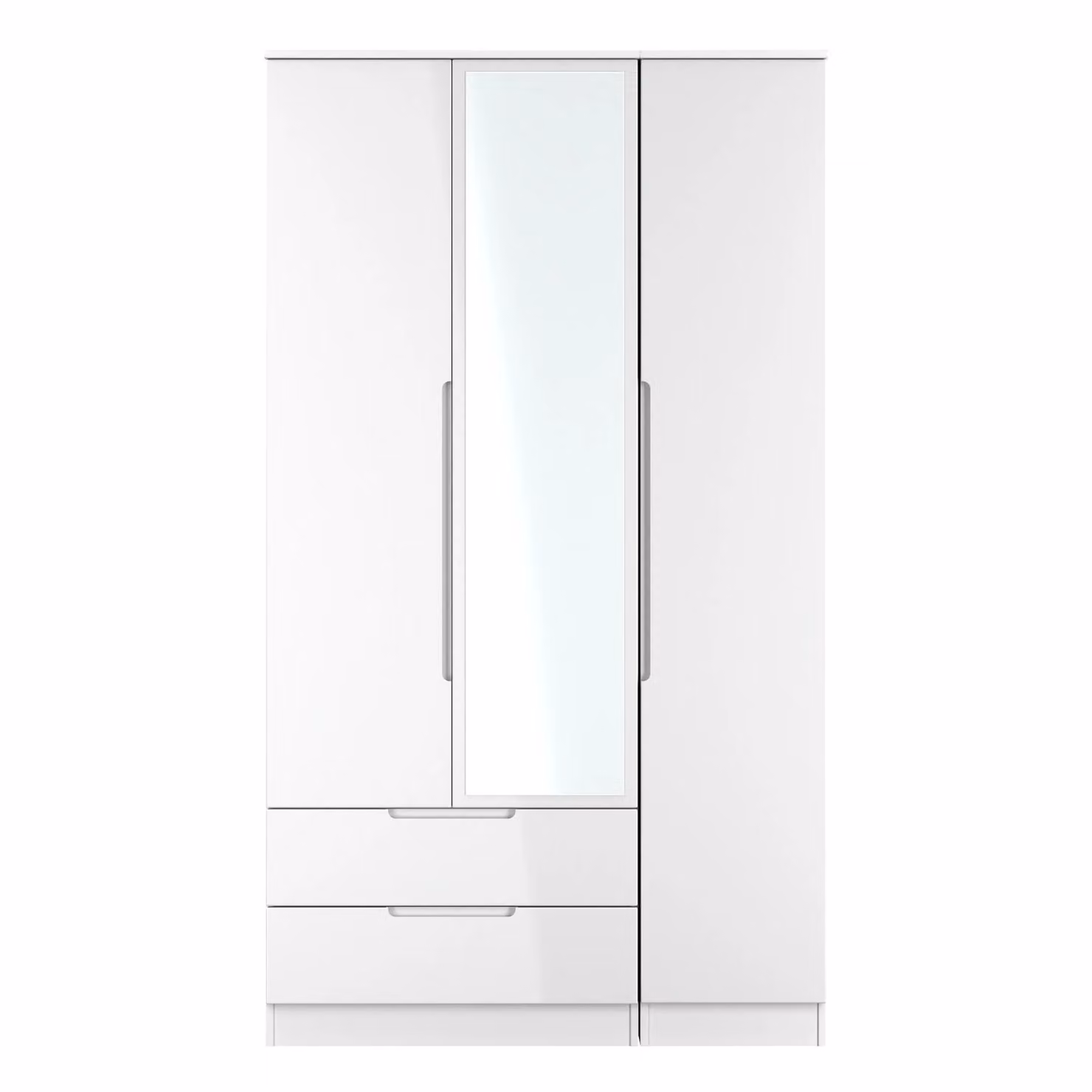 Lucca Ready Assembled Tall 2 Drawer Wardrobe with Triple Mirror in White – 2