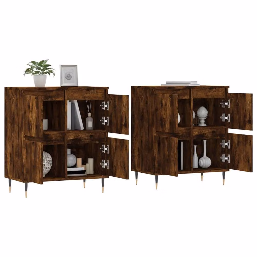 Berkfield Home Set of 2 Smoked Oak Sideboards in Brown Matt MDF – 3