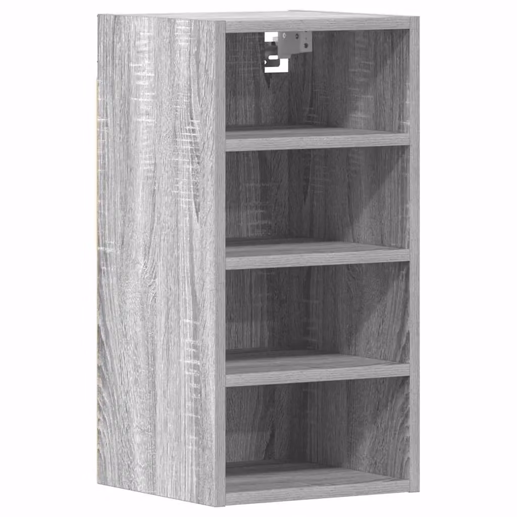 Berkfield Home Grey Modern Wall Mounted Hanging Cabinet with Hinged Doors and Internal Shelves W/D/H: 30 x 29.5 x 60 cm – 2
