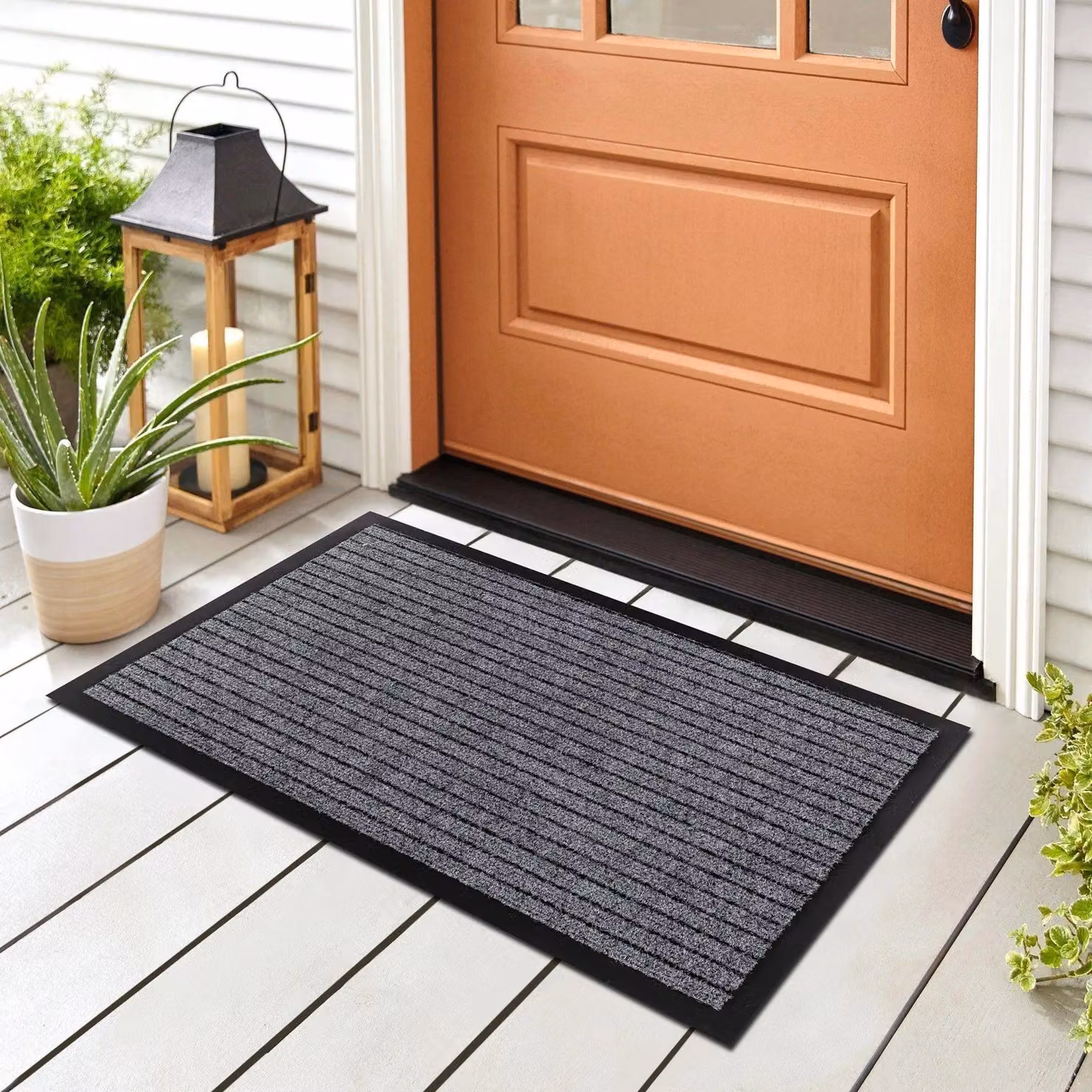 RugsX Grey Non-Slip Weatherproof Polypropylene Doormat, W: 100 cm, D: 150 cm – 2