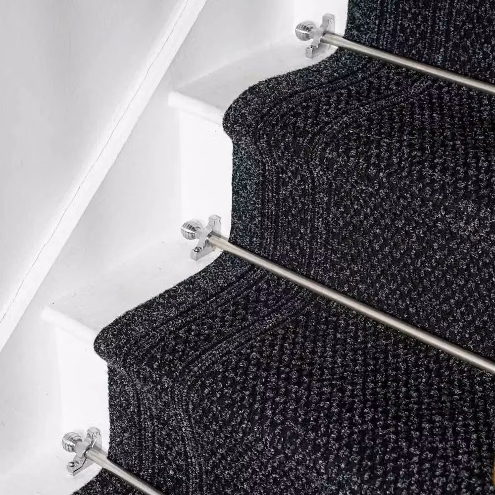 runrug Black Aztec Geometric Stair Carpet Runner W: 80 cm, L: 690 cm – 5