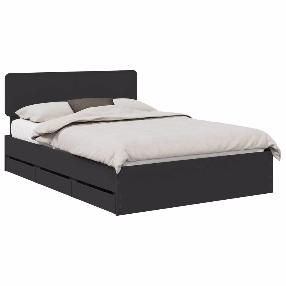 Berkfield Home Modern Bed Frame with Drawers in Black, Engineered Wood, W/D/H: 150 x 200 cm – 2