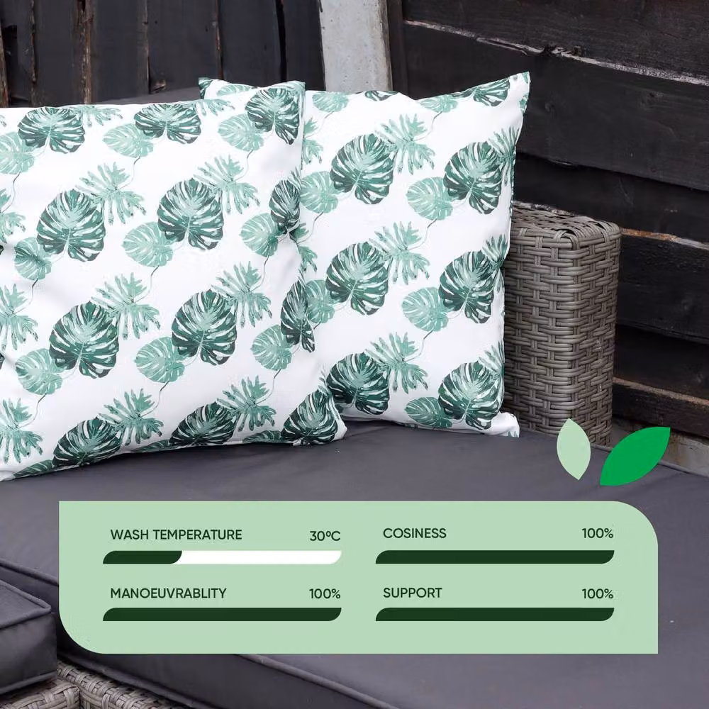 Gardenwize Pack of 2 Bali Leaf Floral Cushion Covers in Green, W/H: 45 x 45 cm – 2