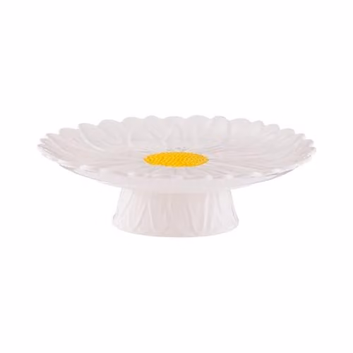 Price & Kensington Daisy Floral Stoneware Cake Stand in White and Yellow, Diameter: 27 cm – 1