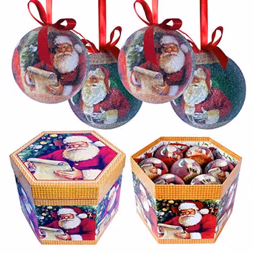 The Christmas Workshop Set of 14 Classic Santa Red and Green Christmas Baubles, Diameter: 7.5 cm – 1