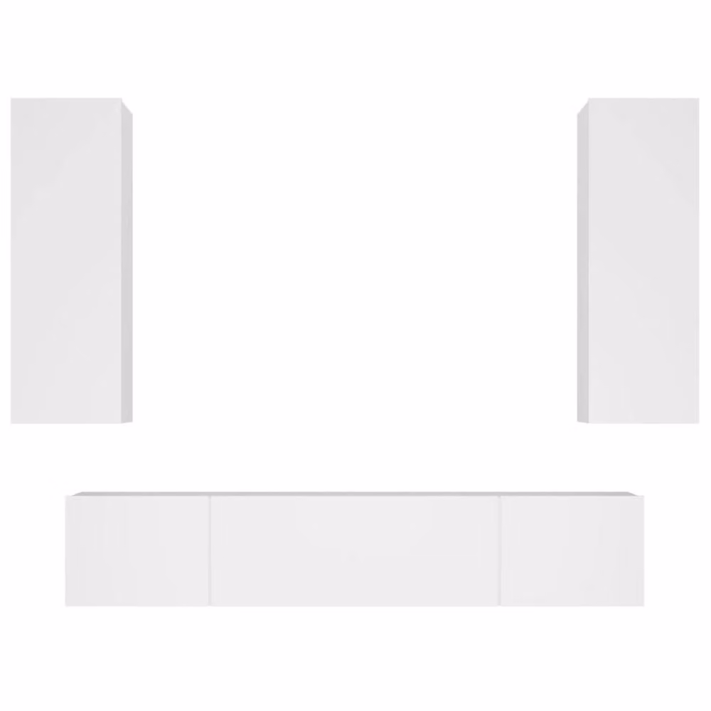 Berkfield Home 4 Piece Classic TV Cabinet Set in White Matt Engineered Wood – 2
