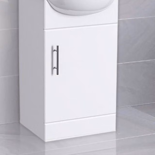 Nes Home Gloss White Modern Bathroom Floor Standing Cabinet with Soft Close Hinged Doors W/D/H: 50 x 41.5 x 76 cm