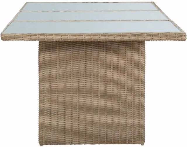 Berkfield Home Brown Poly Rattan and Glass Garden Dining Table W/D/H: 200 x 100 x 74 cm