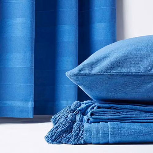 Homescapes Blue Cotton Rajput Ribbed Woven Throw, W/D/H: 225 x 255 cm – 4