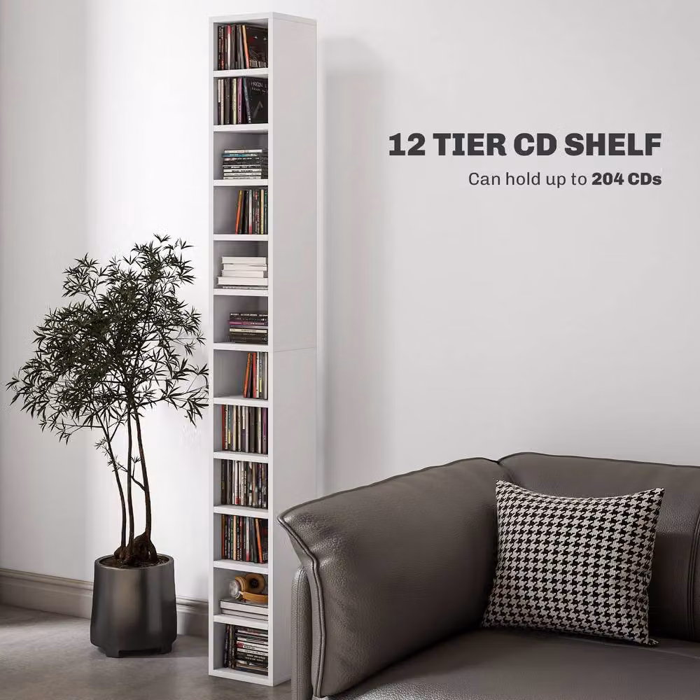 STILVORA 12 Cube Media Storage Tower in White – 4