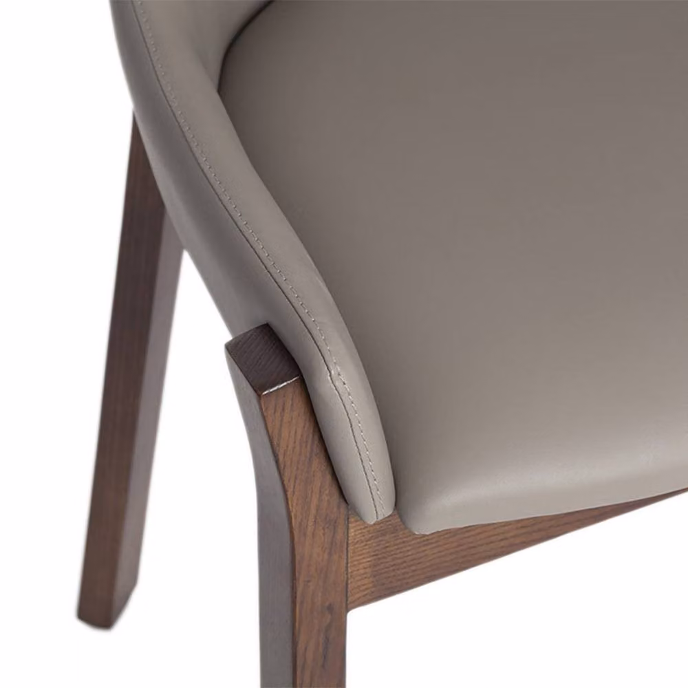 Angel Cerda Dark Mink Leatherette Dining Chair with Walnut Legs in Beige – 4