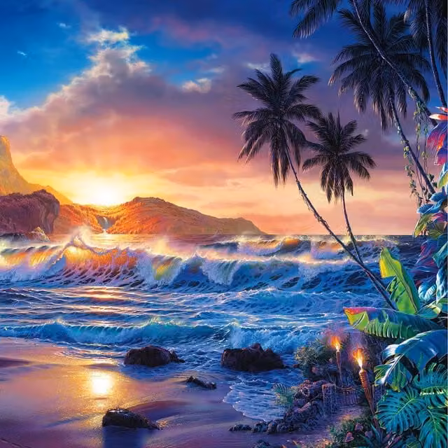 Beyond Hana's Gate Blue Multicolour Wall Mural