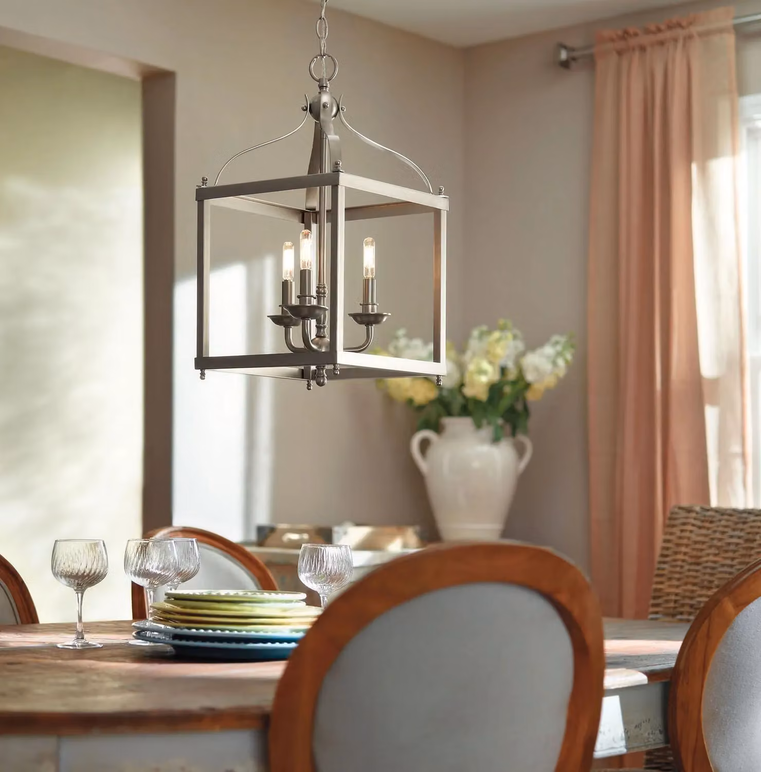 Loops 3 Bulb Suspended Ceiling Pendant Light Fitting in Silver Metal with E14 60W LED Compatibility – 2