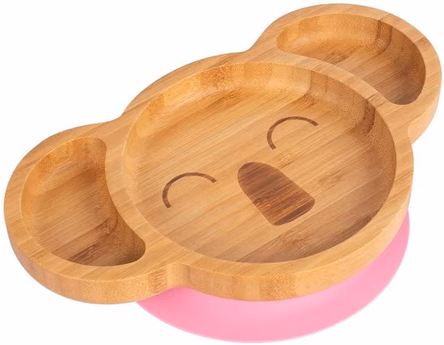 Tiny Dining Children's Bamboo Suction Koala Divided Plate in Pink
