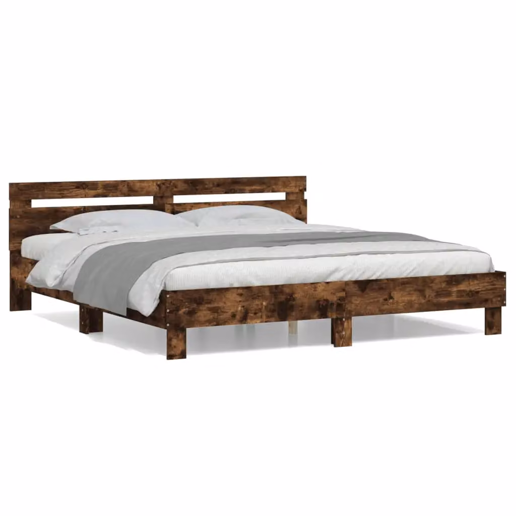 Berkfield Home Super King Bed Frame in Smoked Oak, Brown, W/D/H: 180 x 200 cm – 2
