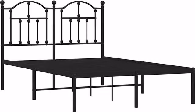 Berkfield Home Metal Bed Frame with Headboard in Black, W/D/H: 120 x 200 cm – 1