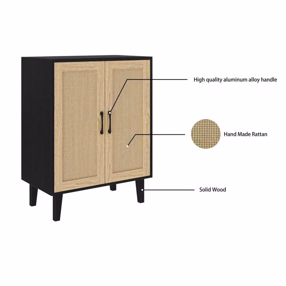 SPETLEK Buffet Storage Cabinet with 2 Doors in Black and Natural – 2
