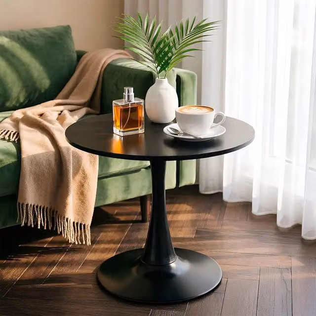 FORGEVIO Modern Round Black Metal Coffee Table – 1