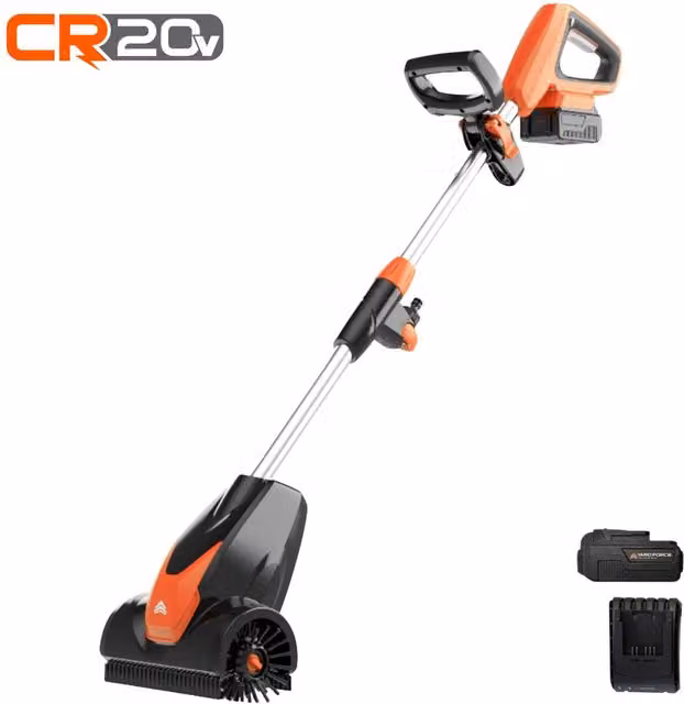 Yard Force CR20 Range 20V 4.0Ah Cordless Dual Speed Patio Cleaner, Orange, 20cm Cleaning Width