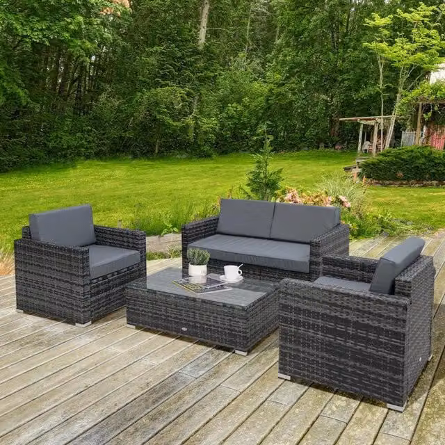 Chilli Seating Sorrento 4 Seater Rattan Dining Set in Grey