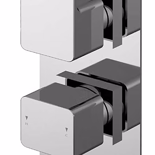 nuie WINTW01 Windon Modern Bathroom Thermostatic Concealed Twin Shower Valve with Single Lever Handle, Chrome – 3