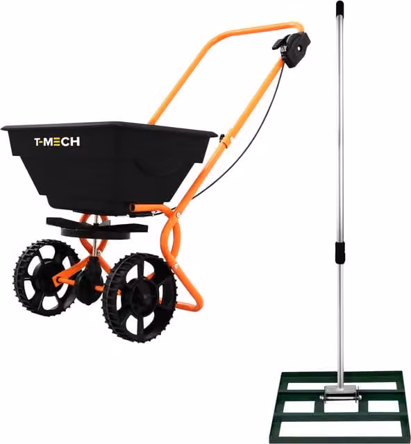T-Mech Manual Broadcast Rotary Spreader and Lawn Leveller, Green, Width: 50 cm