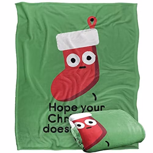 Bcreative David Olenick Happy Holidays and Stuff Silky Touch Super Soft Fleece Throw Blanket, White, W/D: 152 x 127 cm