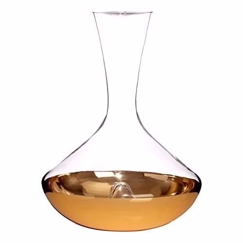 Orsina Handcrafted Glass Carafe with Gold Dip, Transparent