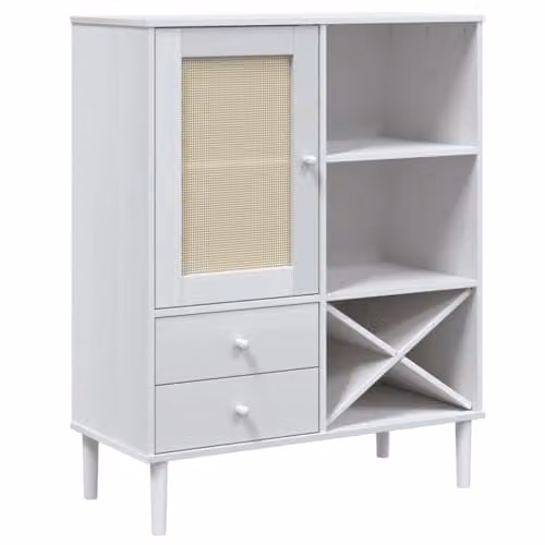 vidaXL SENJA Highboard in White Rattan Look, Solid Pine Wood, W/D/H: 90 x 40 x 112 cm