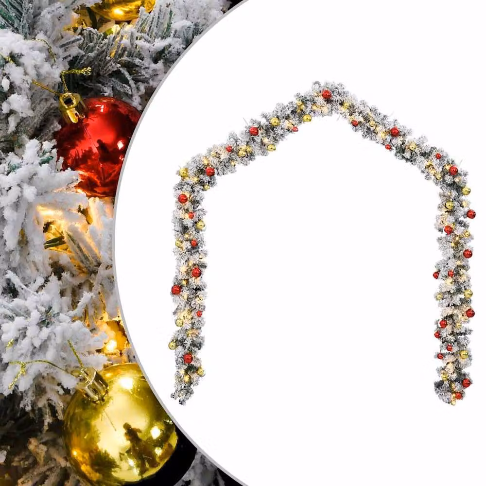 Berkfield Home Christmas Garland with Baubles and Warm White LED Lights, Green PVC, 10 m – 2