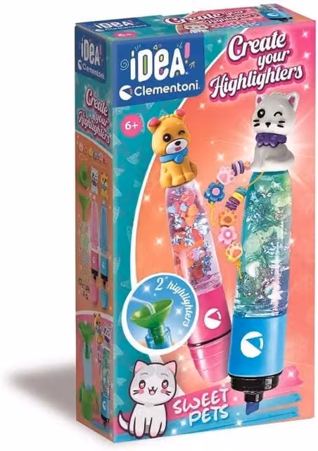 Clementoni Sweet Pets Highlighter Lab with Multicolour Chisel Tip Ink and Pink Toppers