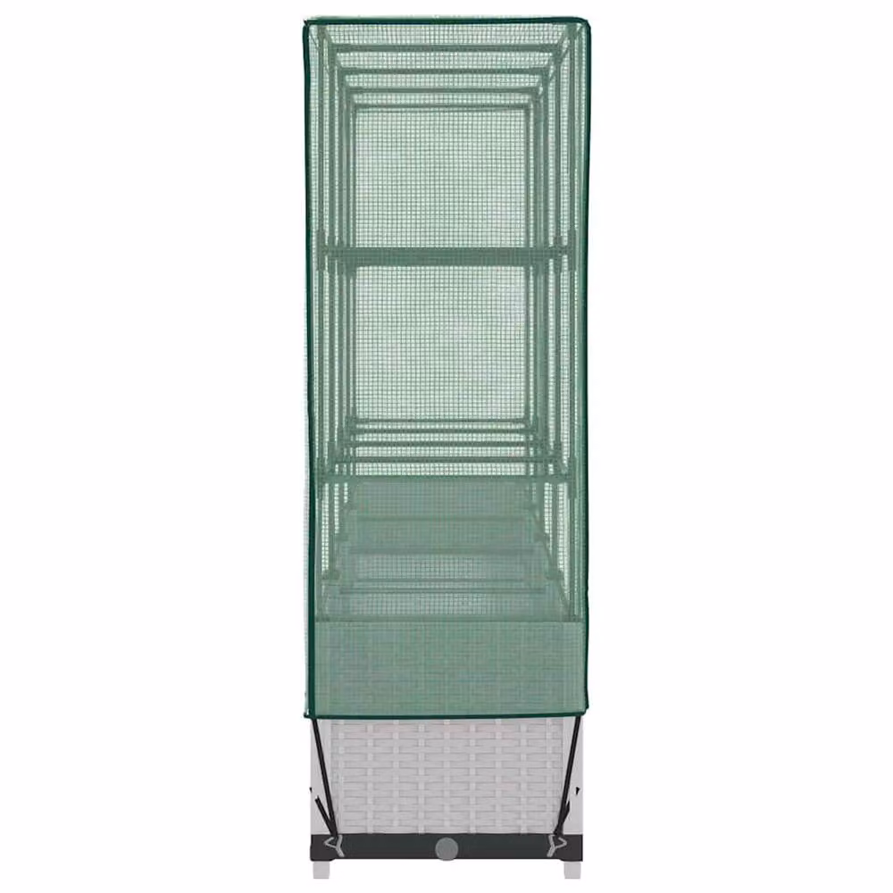 Berkfield Home Raised Bed with Greenhouse Cover in White Rattan Look, W/D/H: 160 x 40 x 138 cm – 3