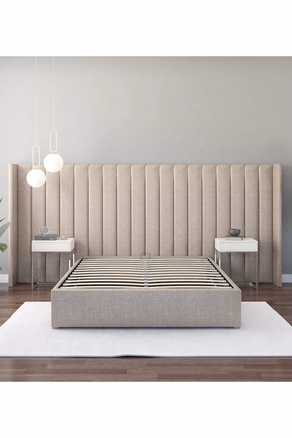 Aspire Grandeur Upholstered Headboard in Eire Linen Grey and Natural – 2