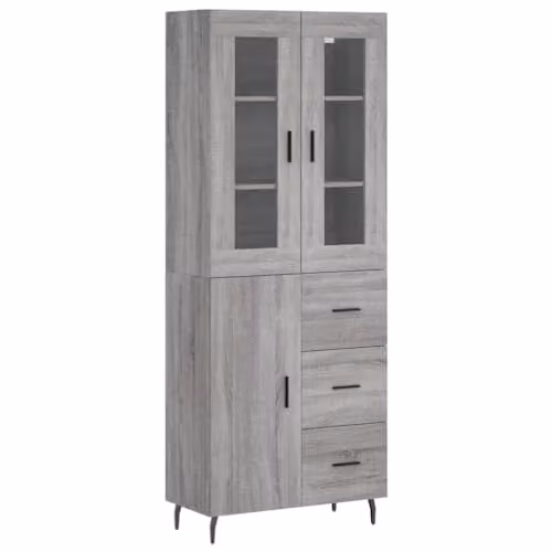 vidaXL Modern Grey Sonoma Highboard Sideboard with Metal Feet and Internal Shelves, W/D/H: 120 x 40 x 69.5 cm – 1