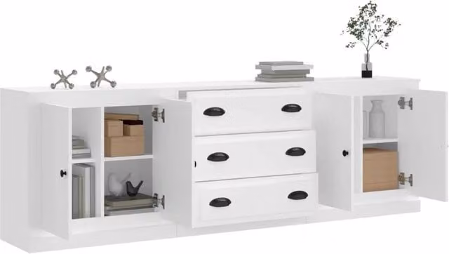 Berkfield Home 3 Piece Sideboard Set in White Matt MDF