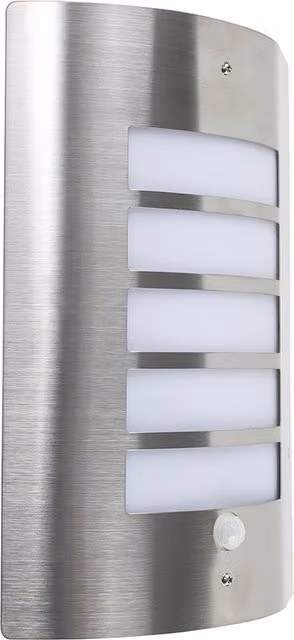 ValueLights Medlock Silver Outdoor Wall Bulkhead Light with PIR Motion Sensor and Stainless Steel Finish