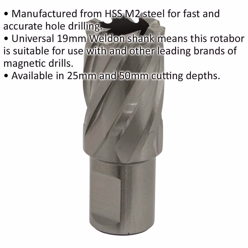 Loops M2 Steel Annular Metal Core Drill Bit with 19mm Shank, 22mm Diameter, Depth: 25 mm, Silver – 2